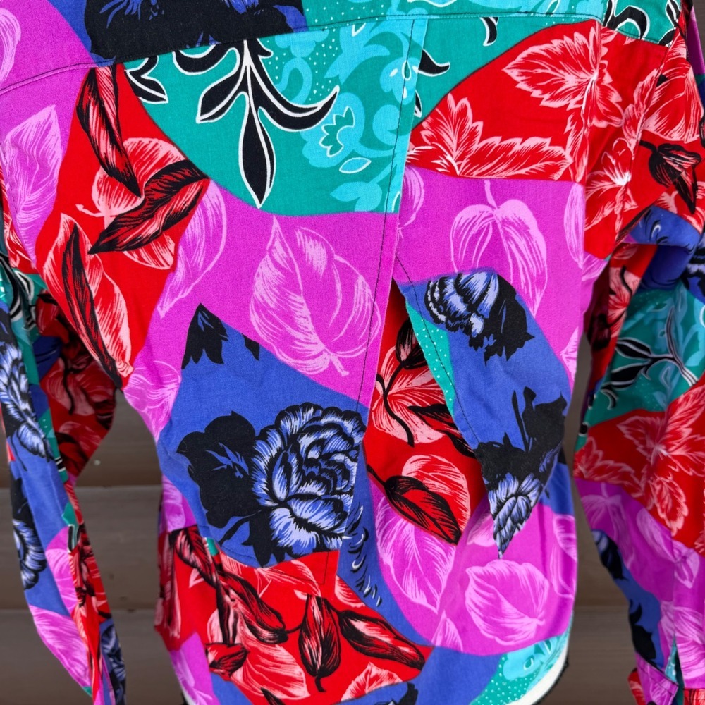 Vtg 90s Frontier Series Western Shirt Sz M Floral Print  Button Up Long Sleeve - Picture 5 of 7